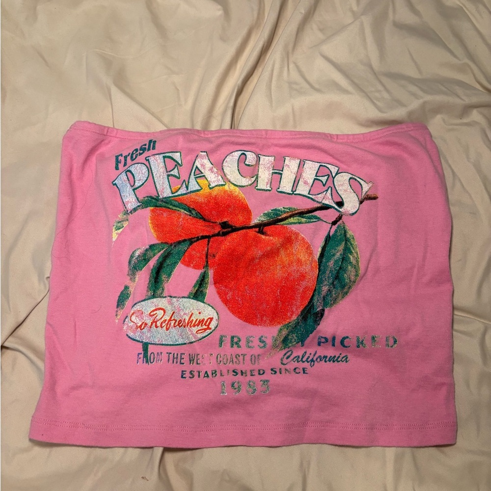 Fresh Peaches Pink Graphic Tube Top